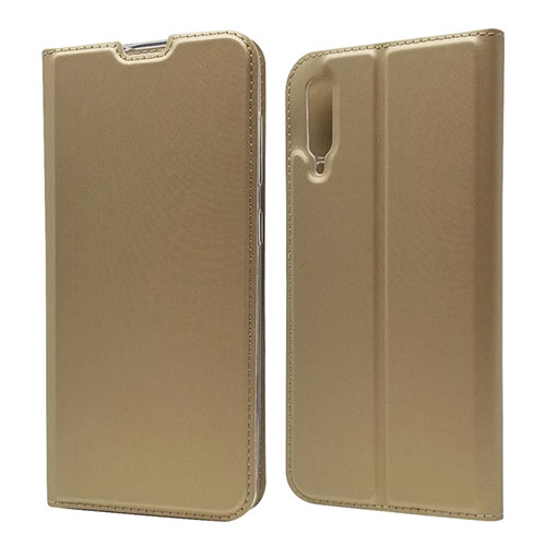 Leather Case Stands Flip Cover Holder for Samsung Galaxy A70 Gold