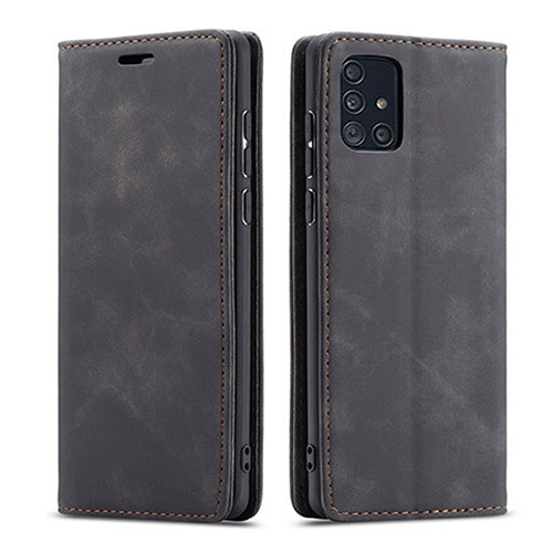 Leather Case Stands Flip Cover Holder for Samsung Galaxy A71 5G Black