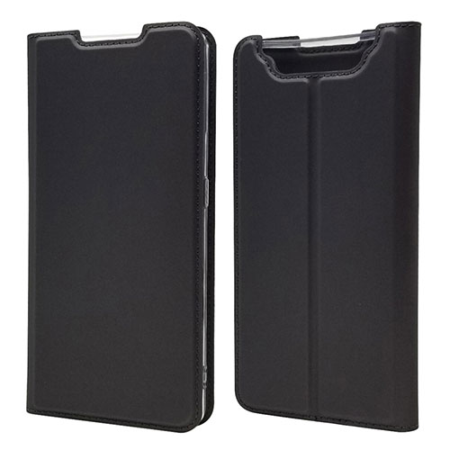 Leather Case Stands Flip Cover Holder for Samsung Galaxy A80 Black