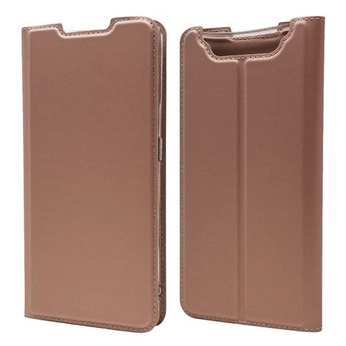 Leather Case Stands Flip Cover Holder for Samsung Galaxy A90 4G Rose Gold
