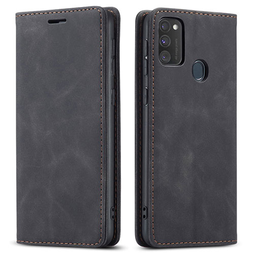 Leather Case Stands Flip Cover Holder for Samsung Galaxy M30s Black