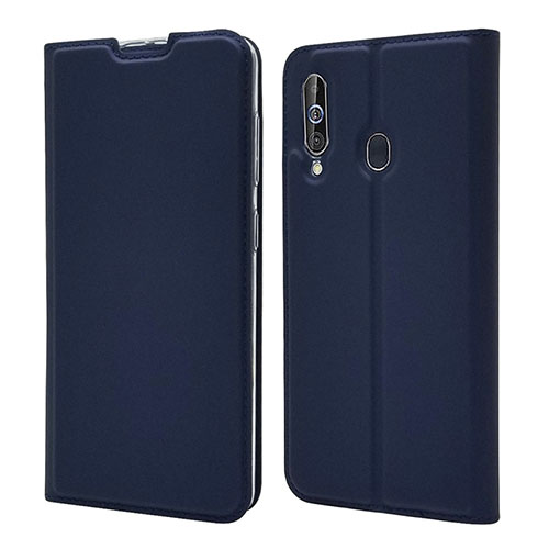 Leather Case Stands Flip Cover Holder for Samsung Galaxy M40 Blue
