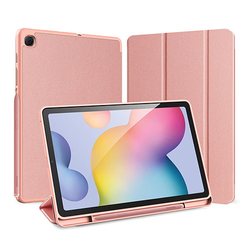 Leather Case Stands Flip Cover Holder for Samsung Galaxy Tab S6 Lite 10.4 SM-P610 Rose Gold