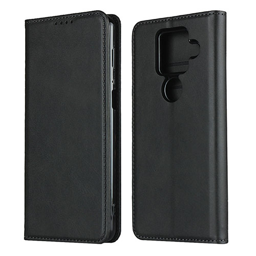 Leather Case Stands Flip Cover Holder for Sharp AQUOS Sense4 Plus Black