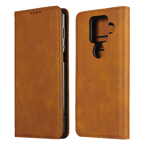 Leather Case Stands Flip Cover Holder for Sharp AQUOS Sense4 Plus Light Brown