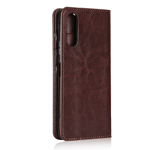 Leather Case Stands Flip Cover Holder for Sony Xperia 10 II Brown
