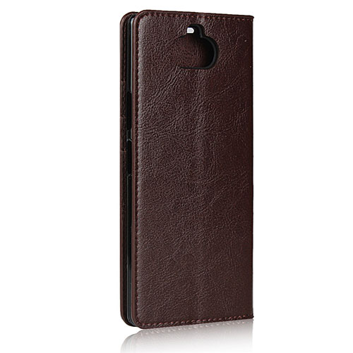 Leather Case Stands Flip Cover Holder for Sony Xperia 8 Brown