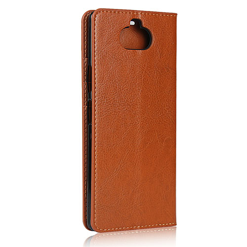 Leather Case Stands Flip Cover Holder for Sony Xperia 8 Light Brown