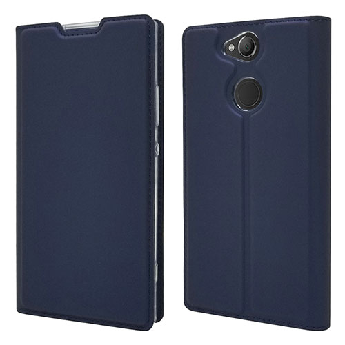 Leather Case Stands Flip Cover Holder for Sony Xperia XA2 Plus Blue