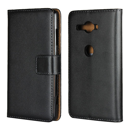 Leather Case Stands Flip Cover Holder for Sony Xperia XZ2 Compact Black