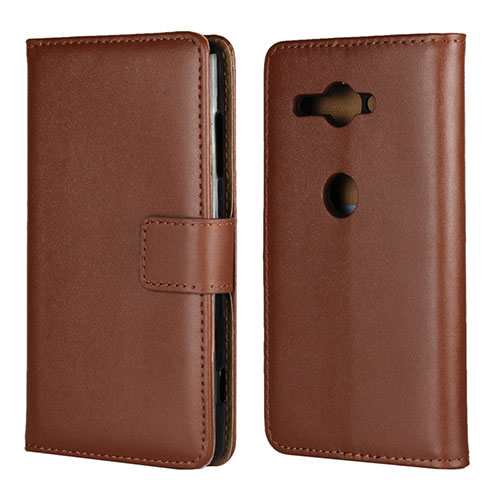Leather Case Stands Flip Cover Holder for Sony Xperia XZ2 Compact Brown