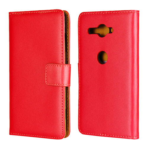 Leather Case Stands Flip Cover Holder for Sony Xperia XZ2 Compact Red