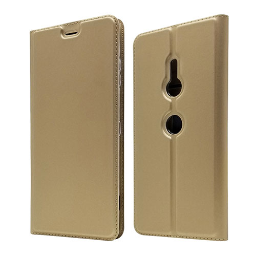 Leather Case Stands Flip Cover Holder for Sony Xperia XZ3 Gold