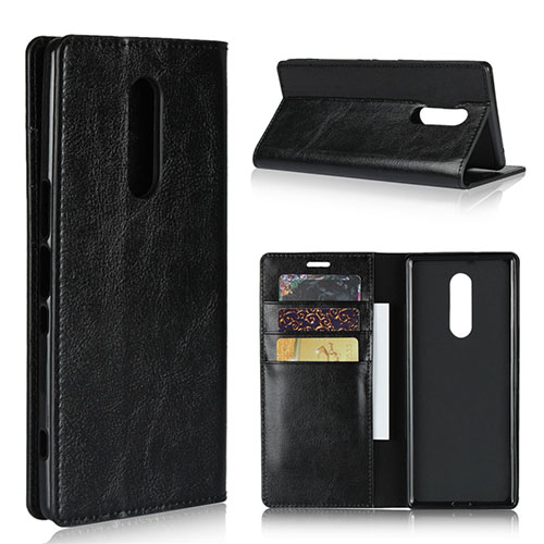 Leather Case Stands Flip Cover Holder for Sony Xperia XZ4 Black