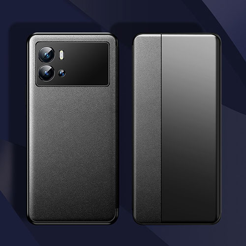 Leather Case Stands Flip Cover Holder for Vivo iQOO 9 5G Black