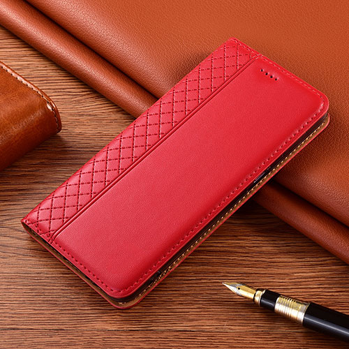 Leather Case Stands Flip Cover Holder for Vivo X50e 5G Red