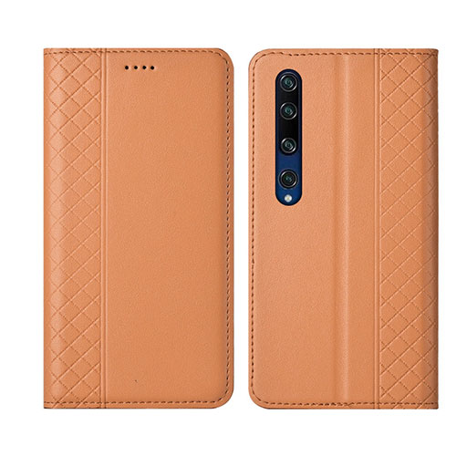 Leather Case Stands Flip Cover Holder for Xiaomi Mi 10 Orange