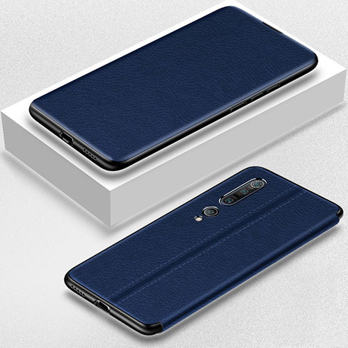 Leather Case Stands Flip Cover Holder for Xiaomi Mi 10 Pro Blue