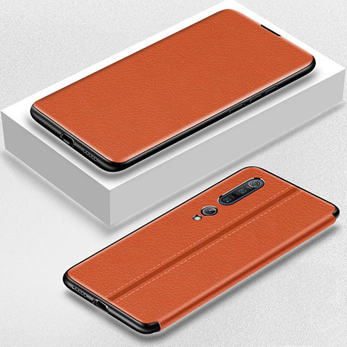 Leather Case Stands Flip Cover Holder for Xiaomi Mi 10 Pro Orange