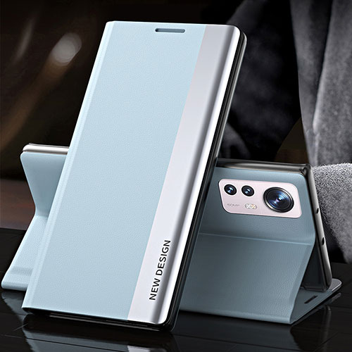 Leather Case Stands Flip Cover Holder for Xiaomi Mi 12S 5G Mint Blue