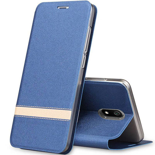 Leather Case Stands Flip Cover Holder for Xiaomi Redmi 8A Blue