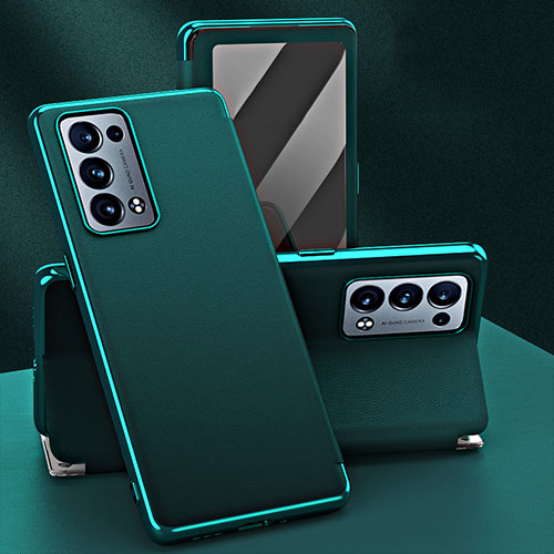 Leather Case Stands Flip Cover Holder GS1 for Oppo Reno6 Pro 5G Green