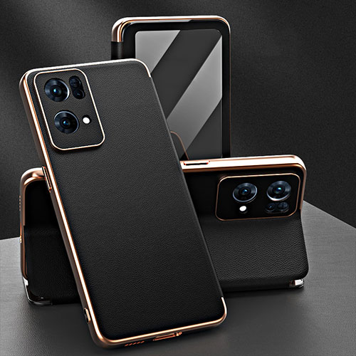Leather Case Stands Flip Cover Holder GS1 for Oppo Reno7 Pro 5G Black