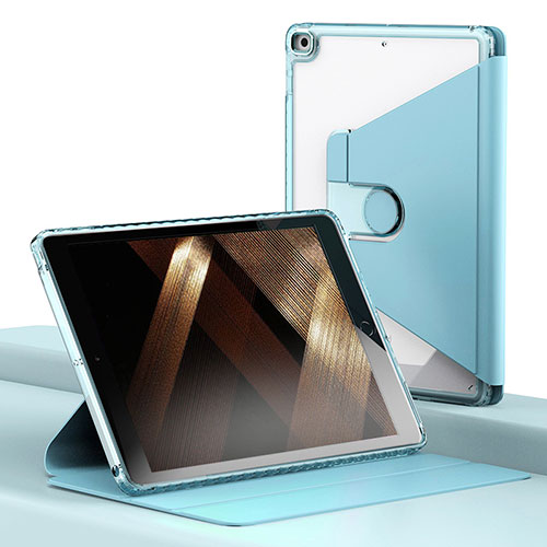 Leather Case Stands Flip Cover Holder H01 for Apple iPad 10.2 (2020) Mint Blue