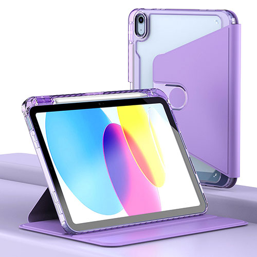 Leather Case Stands Flip Cover Holder H01 for Apple iPad 10.9 (2022) Purple