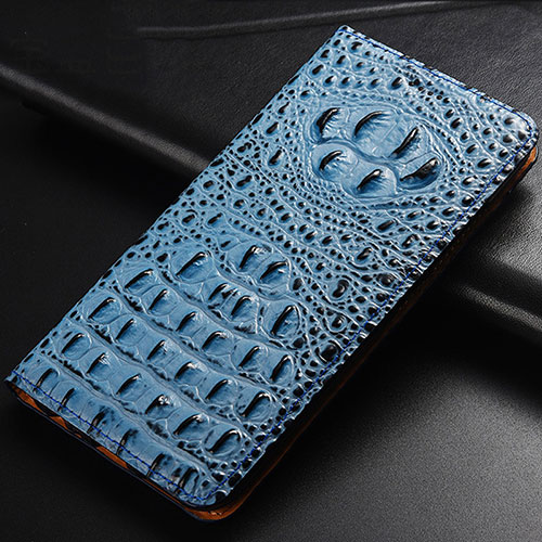 Leather Case Stands Flip Cover Holder H01P for Apple iPhone 12 Pro Sky Blue