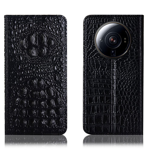 Leather Case Stands Flip Cover Holder H01P for Xiaomi Mi 12 Ultra 5G Black