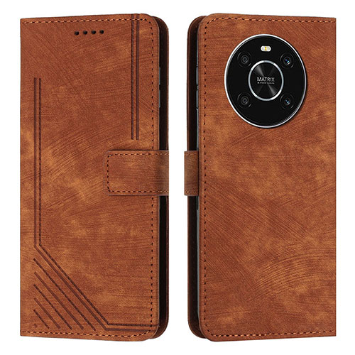 Leather Case Stands Flip Cover Holder H01X for Huawei Honor X9 4G Brown