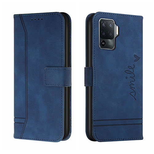 Leather Case Stands Flip Cover Holder H01X for Oppo A94 4G Blue