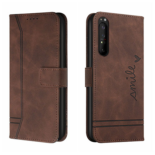 Leather Case Stands Flip Cover Holder H01X for Sony Xperia 1 II Brown