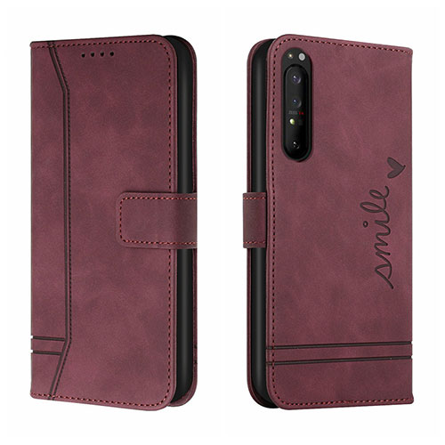Leather Case Stands Flip Cover Holder H01X for Sony Xperia 1 II Red
