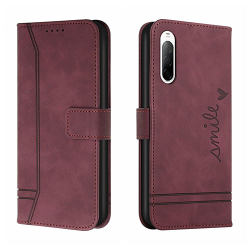 Leather Case Stands Flip Cover Holder H01X for Sony Xperia 10 II Red