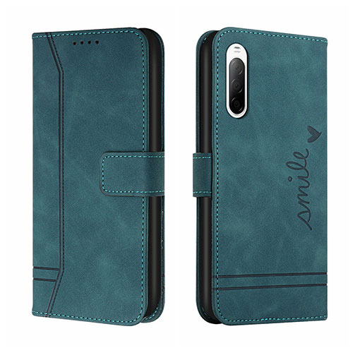 Leather Case Stands Flip Cover Holder H01X for Sony Xperia L4 Green