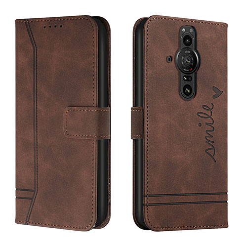 Leather Case Stands Flip Cover Holder H01X for Sony Xperia PRO-I Brown
