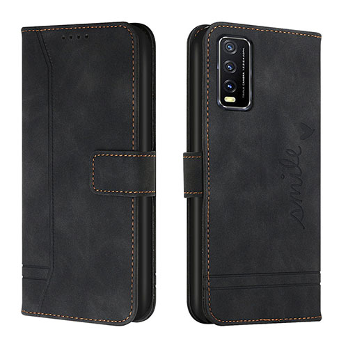 Leather Case Stands Flip Cover Holder H01X for Vivo Y20 Black