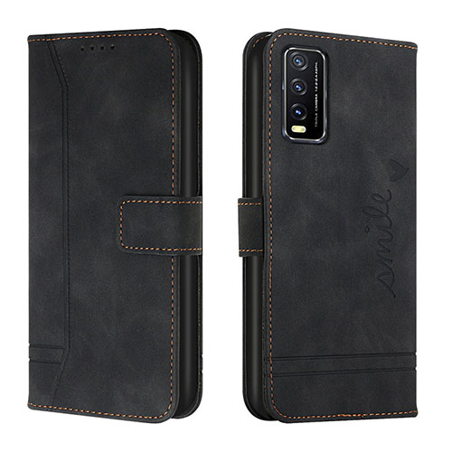 Leather Case Stands Flip Cover Holder H01X for Vivo Y30 Black