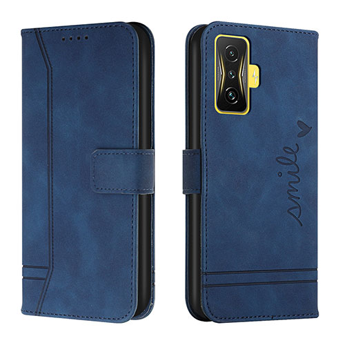 Leather Case Stands Flip Cover Holder H01X for Xiaomi Poco F4 GT 5G Blue