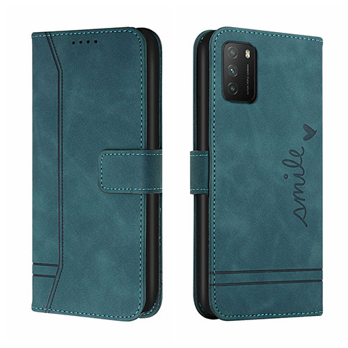 Leather Case Stands Flip Cover Holder H01X for Xiaomi Poco M3 Green