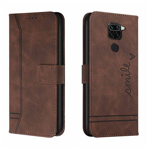 Leather Case Stands Flip Cover Holder H01X for Xiaomi Redmi 10X 4G Brown