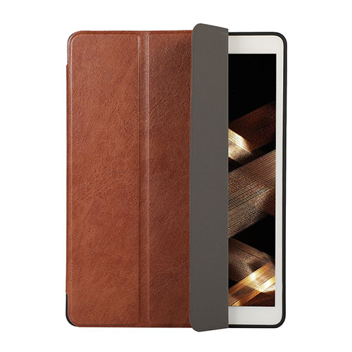 Leather Case Stands Flip Cover Holder H02 for Apple New iPad 9.7 (2017) Brown