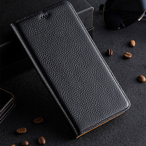 Leather Case Stands Flip Cover Holder H02P for OnePlus Ace 3 5G Black