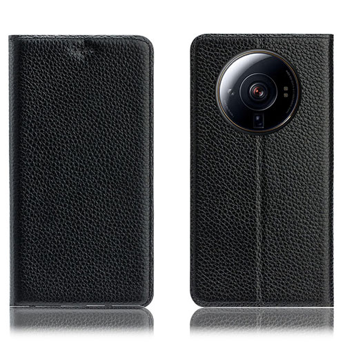 Leather Case Stands Flip Cover Holder H02P for Xiaomi Mi 12 Ultra 5G Black