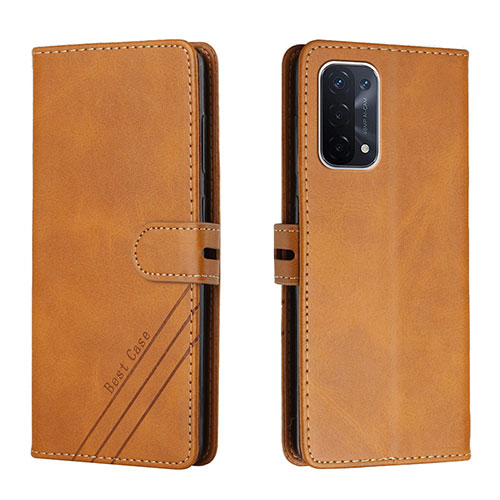 Leather Case Stands Flip Cover Holder H02X for OnePlus Nord N200 5G Light Brown