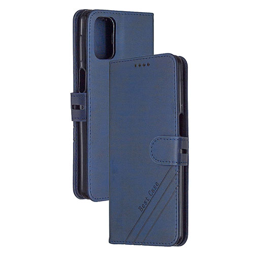 Leather Case Stands Flip Cover Holder H02X for Xiaomi Mi 10T 5G Blue