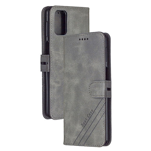 Leather Case Stands Flip Cover Holder H02X for Xiaomi Mi 10T 5G Gray