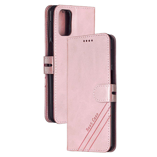 Leather Case Stands Flip Cover Holder H02X for Xiaomi Mi 10T 5G Rose Gold